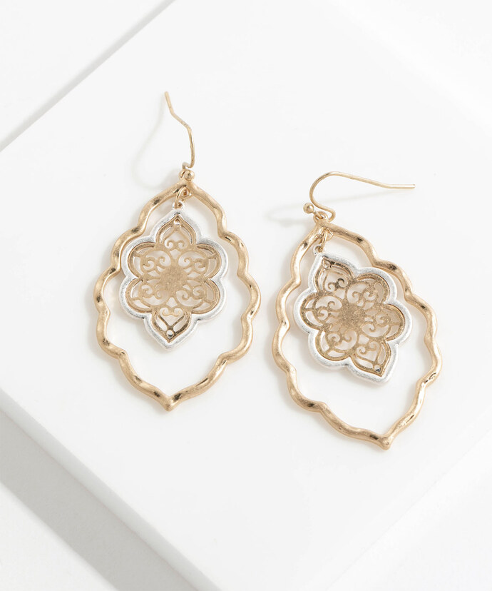 Floral Wire Design Drop Earrings Image 2