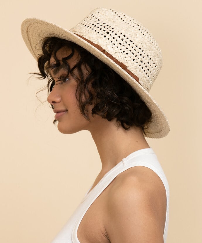 Straw Panama Hat with Leather Buckle Image 3