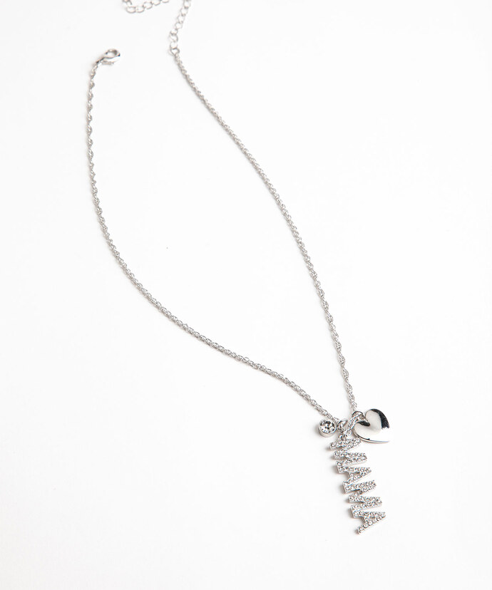 "MAMA" Rhinestone Charm Necklace Image 2