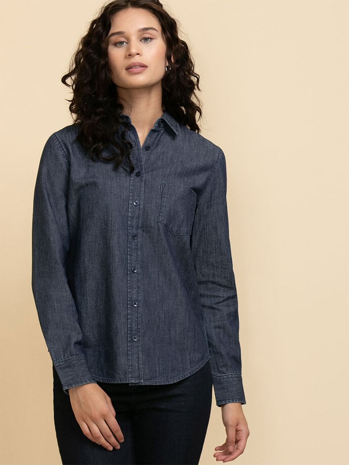 Classic Fit Denim Button-Up Shirt Image 5