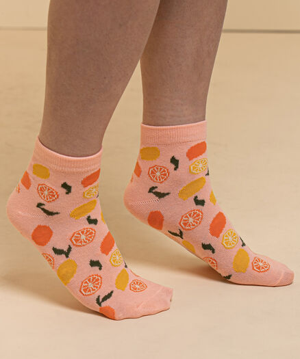 Citrus Fun Ankle Socks, Orange