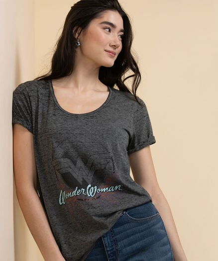 Licensed Wonder Woman Tee, Heather Grey Licensed Wonder Woman Tee, Heather Grey