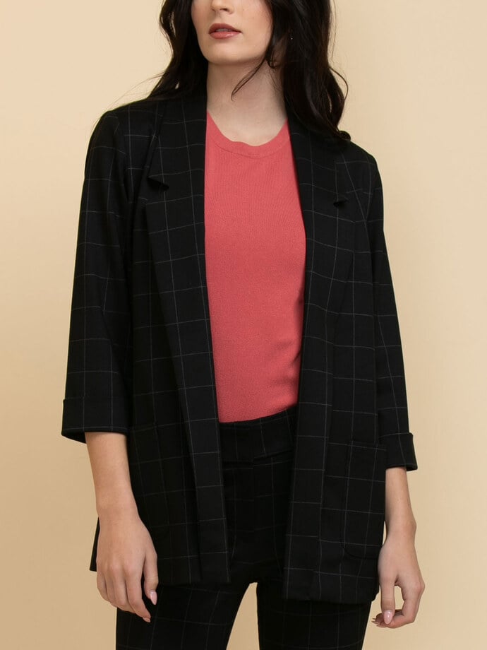 Mid-Length Open Front Blazer in Luxe Ponte Image 1