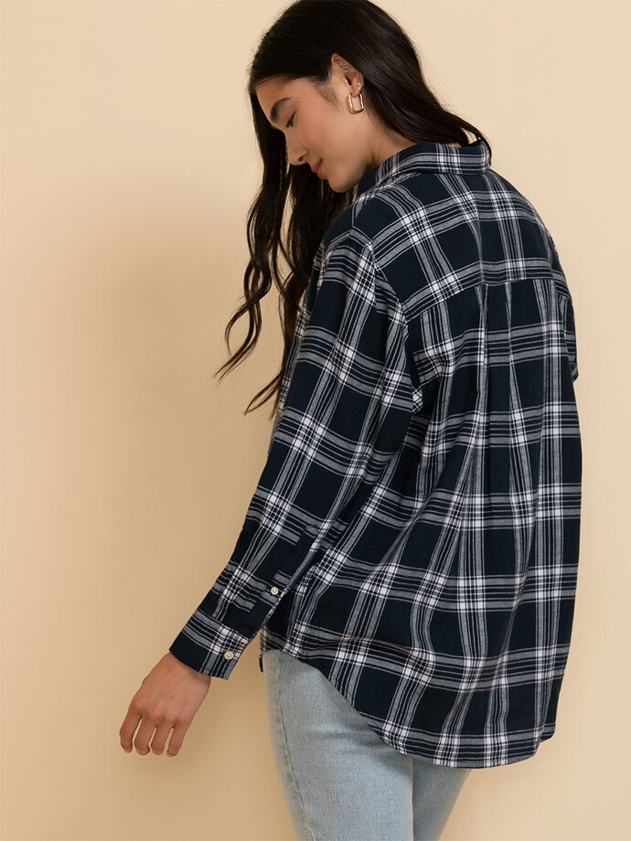 Relaxed Fit Long Sleeve Plaid Shirt Image 6