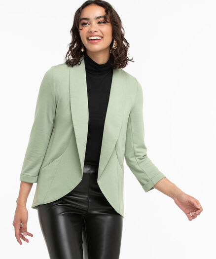 Terry Shawl Collar Cover-Up, Iceberg Green