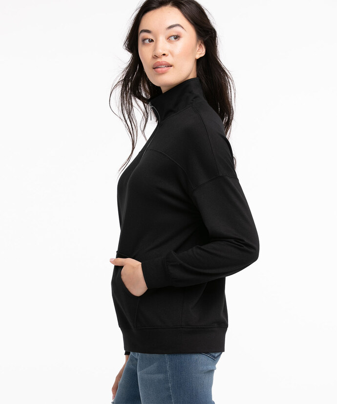 Black Half-Zip French Terry Sweatshirt Image 4