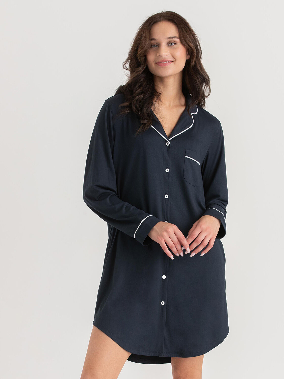 Long Sleeve Button Down Sleep Shirt Rickis