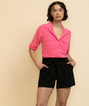 Long Sleeve Collared Shirt with Pockets Long Sleeve Collared Shirt with Pockets