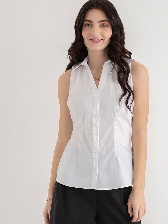 Talia Sleeveless Fitted Collar Shirt Image 3