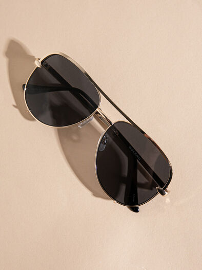 Classic Aviator Sunglasses, Black/Gold