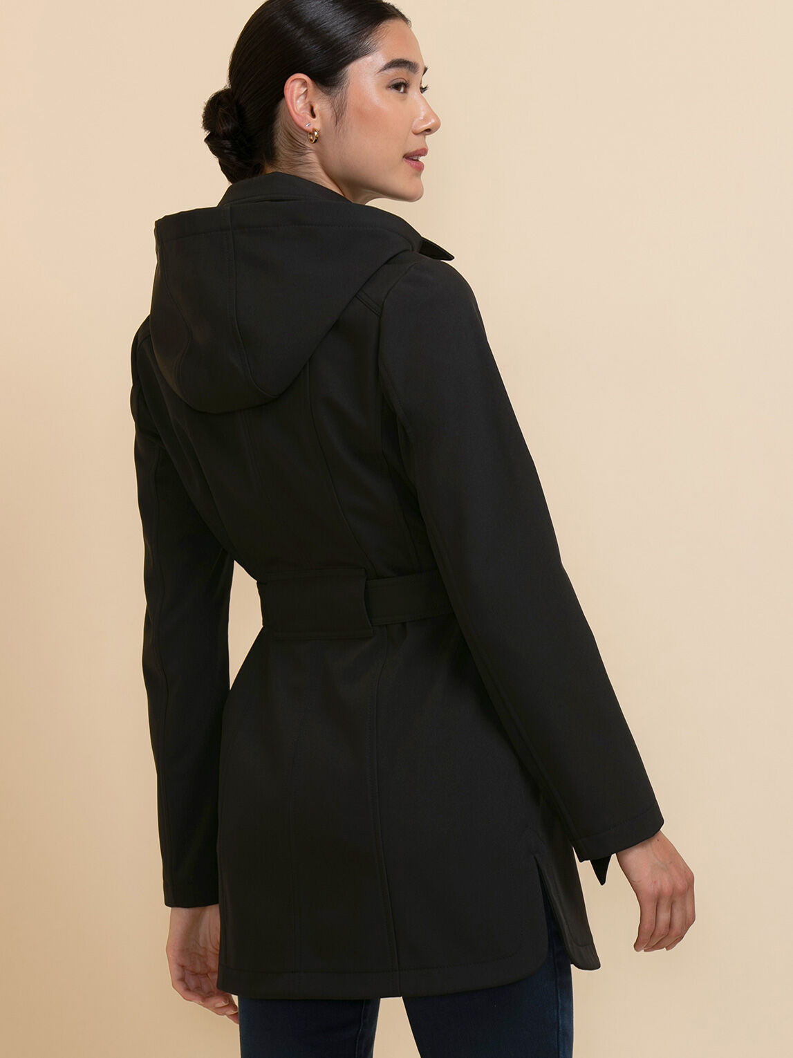 Women's soft top shell trench coat