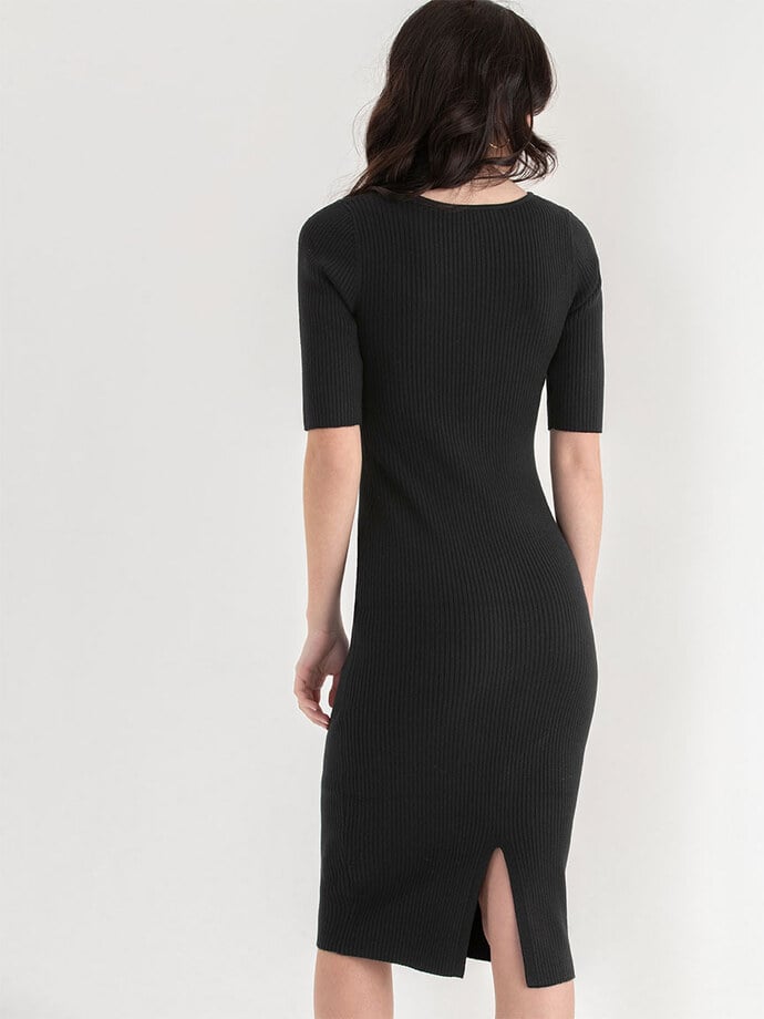 Rib Knit Dress with Sweetheart Neck Image 6