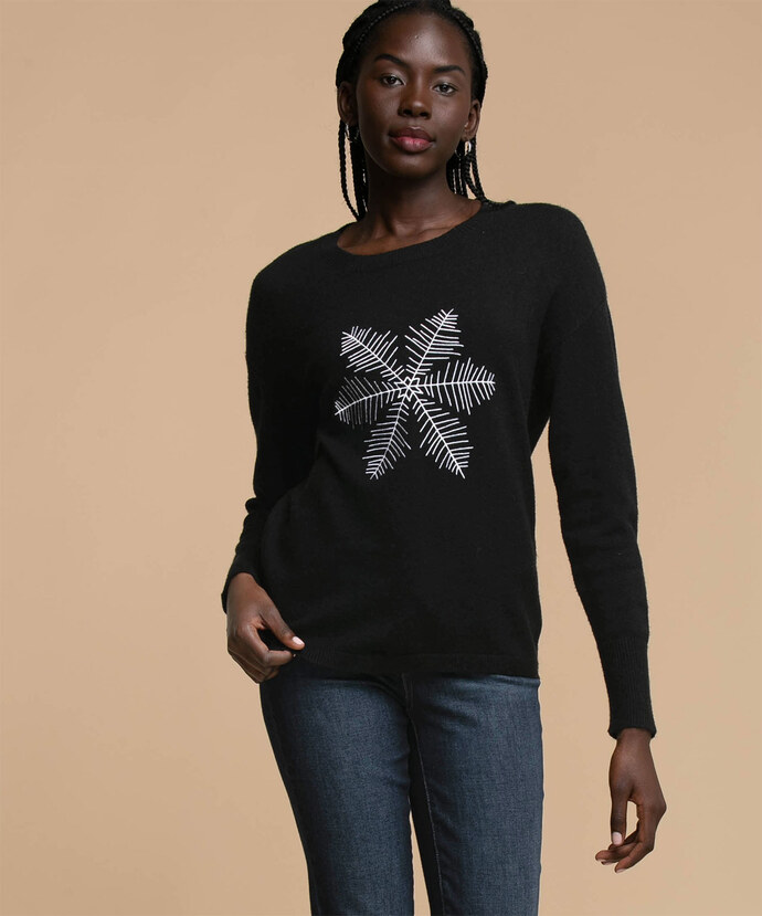 Embroidered Snowflake Sweater Image 2