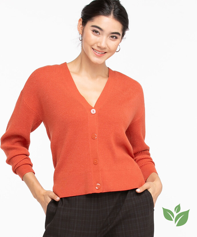 EcoVero™ Ribbed Button Front Cardigan Image 1