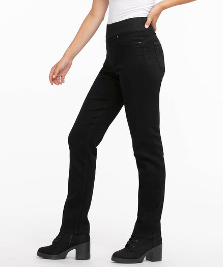 Black Pull-On Straight Leg Jean, Black
