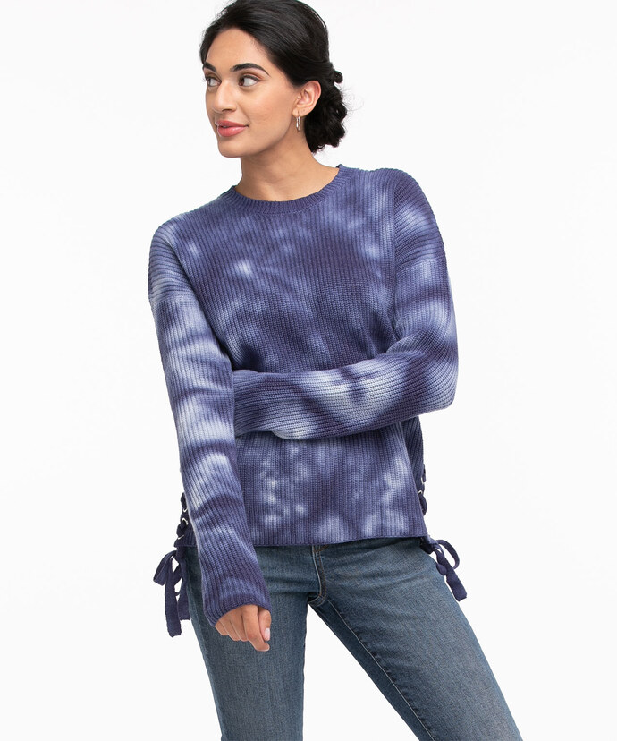 Tie-Dye Grommet Detail Sweater Image 6