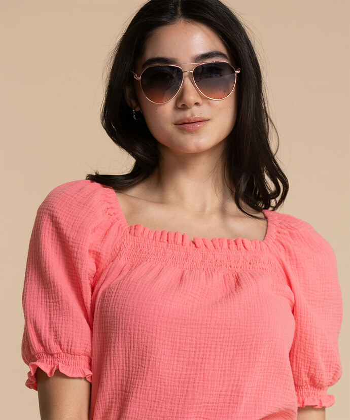 Cotton Puff-Sleeve Blouse Image 2