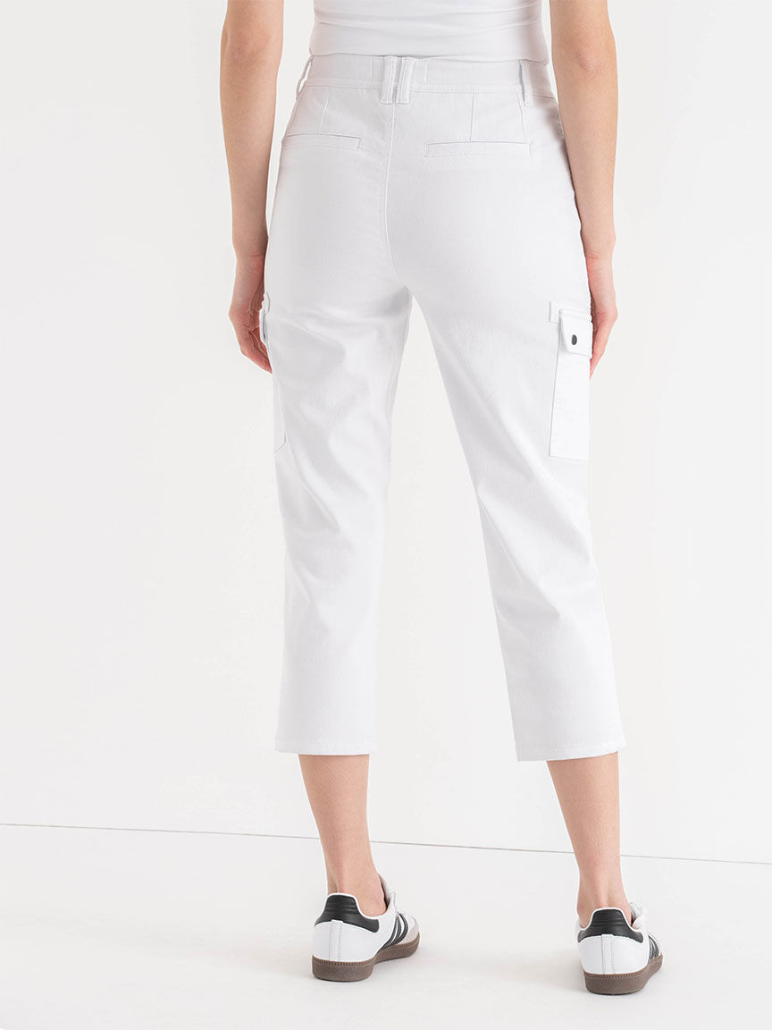 White cargo capris on sale