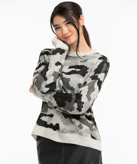 Camo Crew Neck Sweater, Grey Camo Camo Crew Neck Sweater, Grey Camo