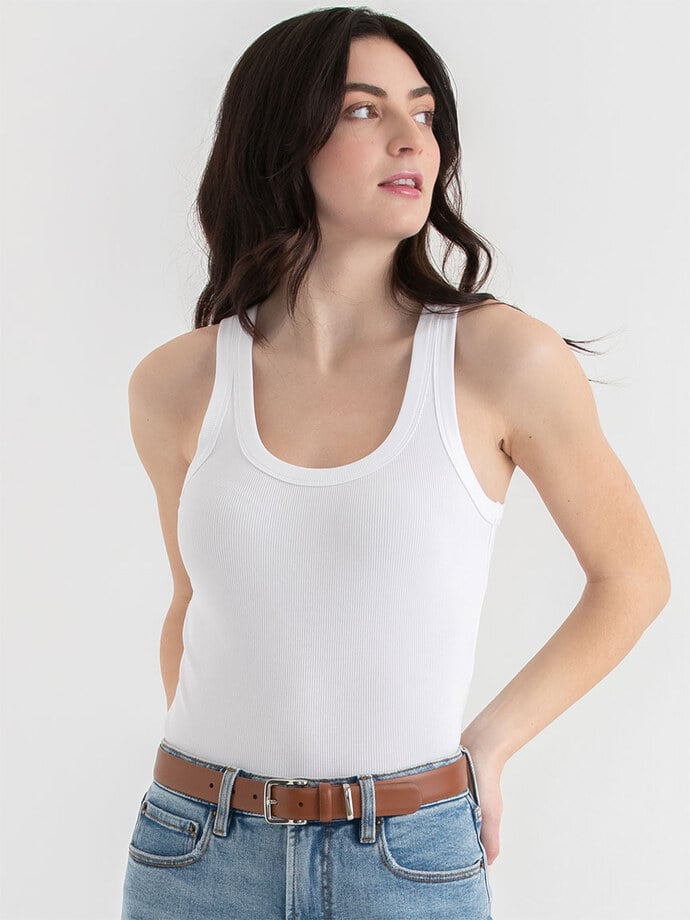 Ribbed Scoop Neck Tank Image 1