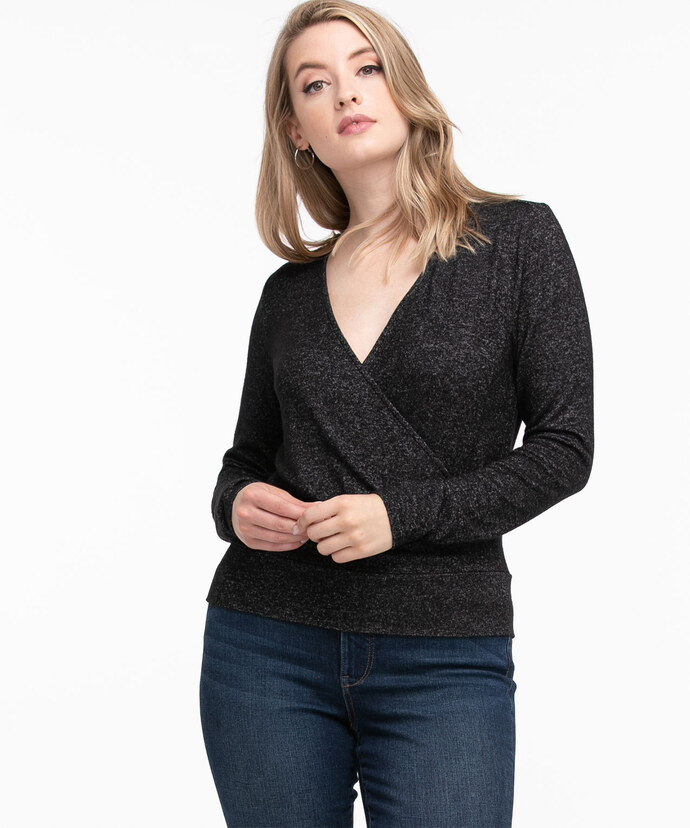 Long Sleeve Banded Wrap Top Image 5