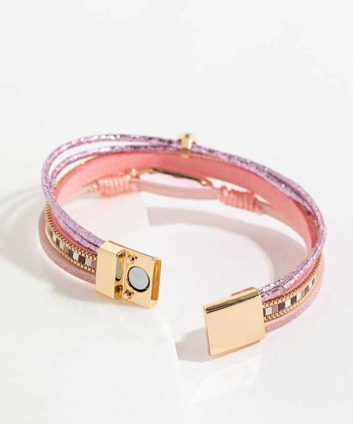 Pink Layered Snap Bracelet Image 3