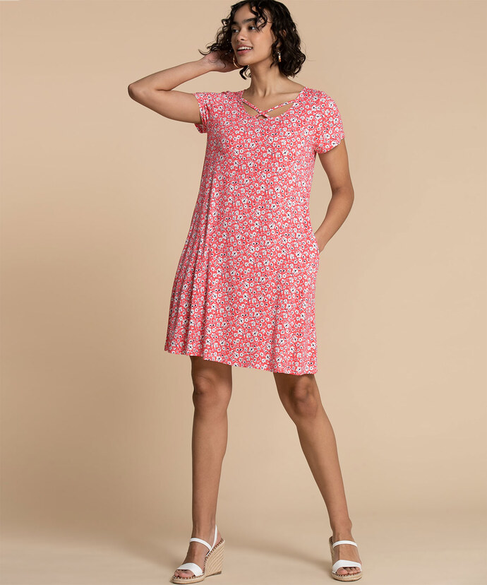 Short Sleeve Dress With Criss-Cross Neck Image 2