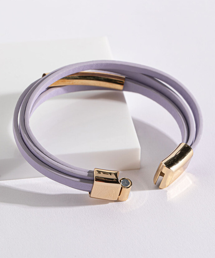 Lilac Snap Bracelet with Gold Post Detail Image 2