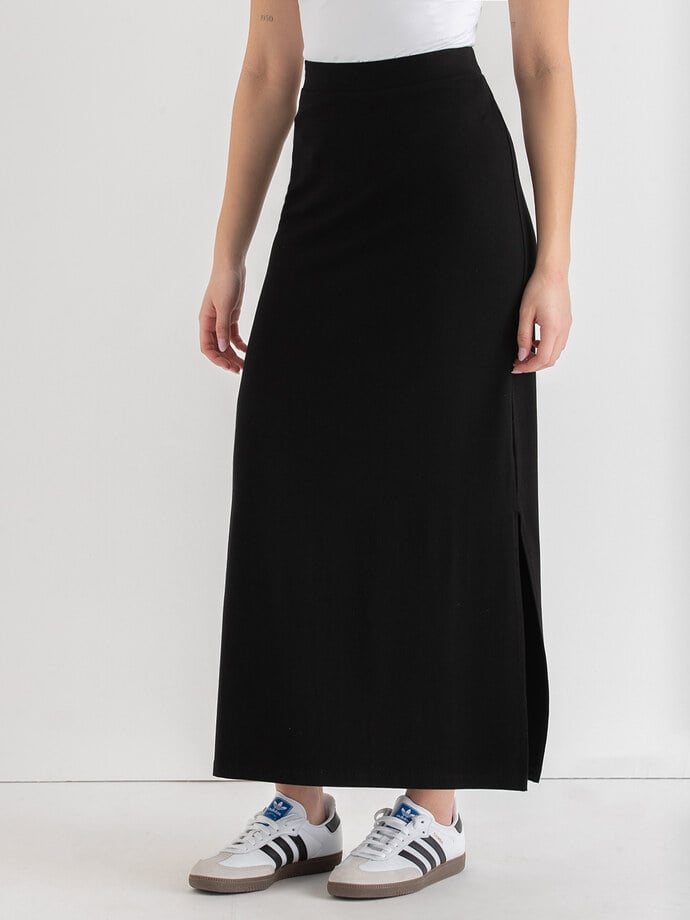 Knit Maxi Skirt with Side Slits Image 3