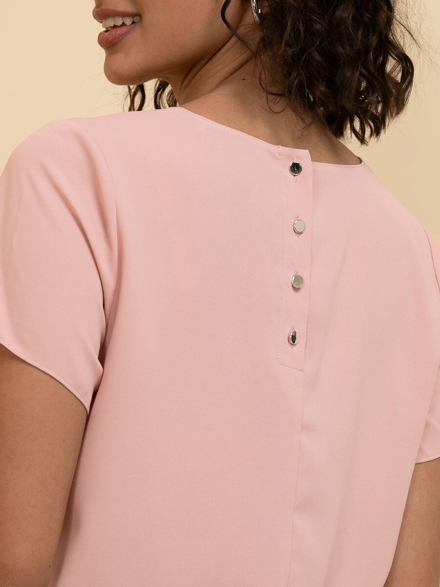 Lydia Short Sleeve Button-Back Blouse