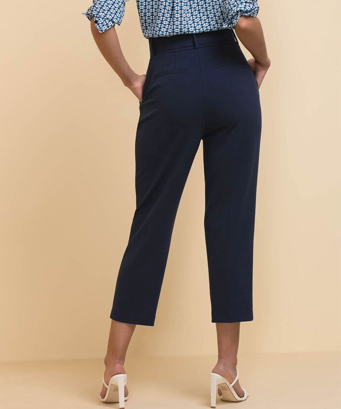 Tapered High Rise Pant with Belt in Scuba Crepe Image 5