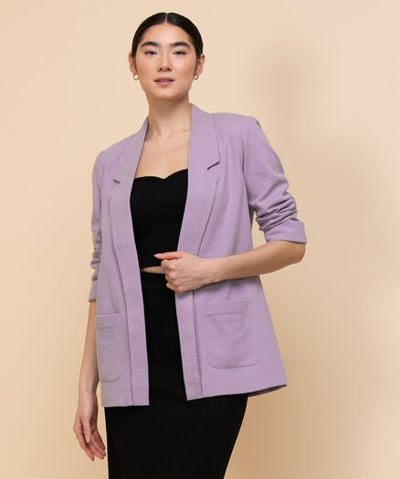 Textured Mid-Length Open Blazer, Lavender