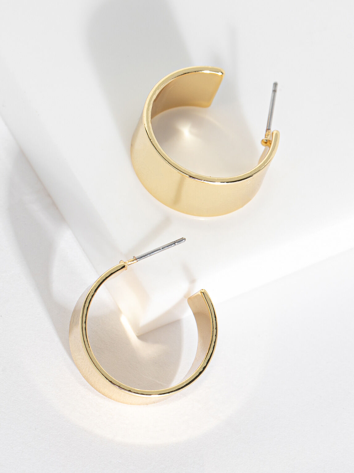 Gold Wide Flat Hoop Earrings