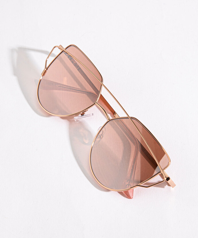 Rose Gold Aviator Sunglasses  Image 1