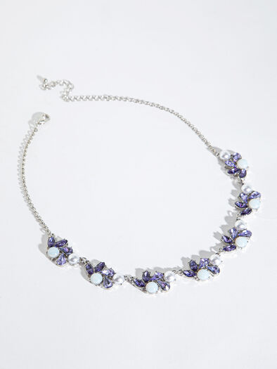 Chunky Pearl and Crystal Statement Necklace, Pearl/Crystal Chunky Pearl and Crystal Statement Necklace, Pearl/Crystal