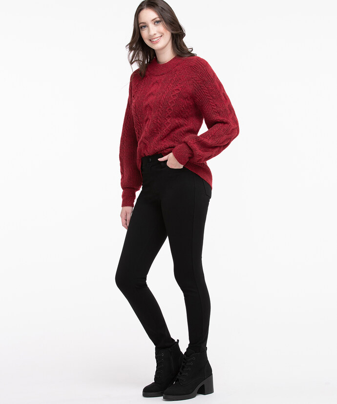 Scoop Neck Cable Knit Sweater Image 2