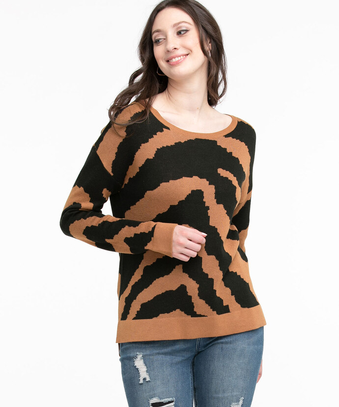 Long Sleeve Patterned Pullover Image 1