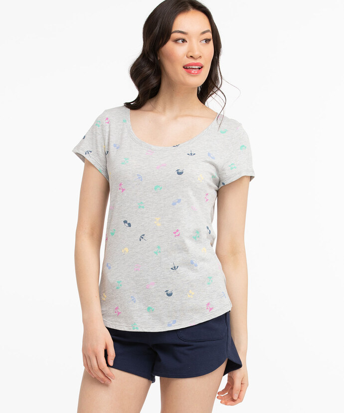 Scoop Neck Shirttail Graphic Tee Image 5