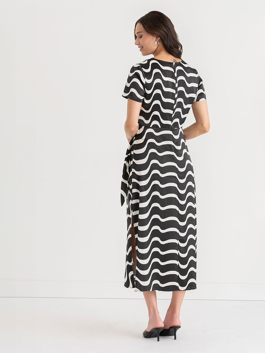 Short sleeve tie front dress cheap