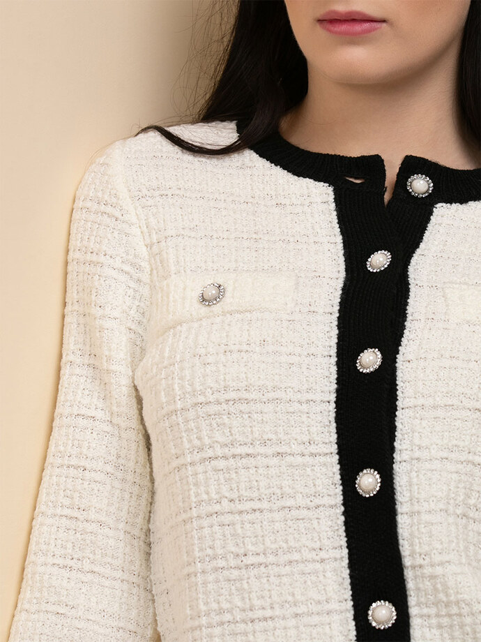 Jewel Button Lady Jacket Sweater Image 3