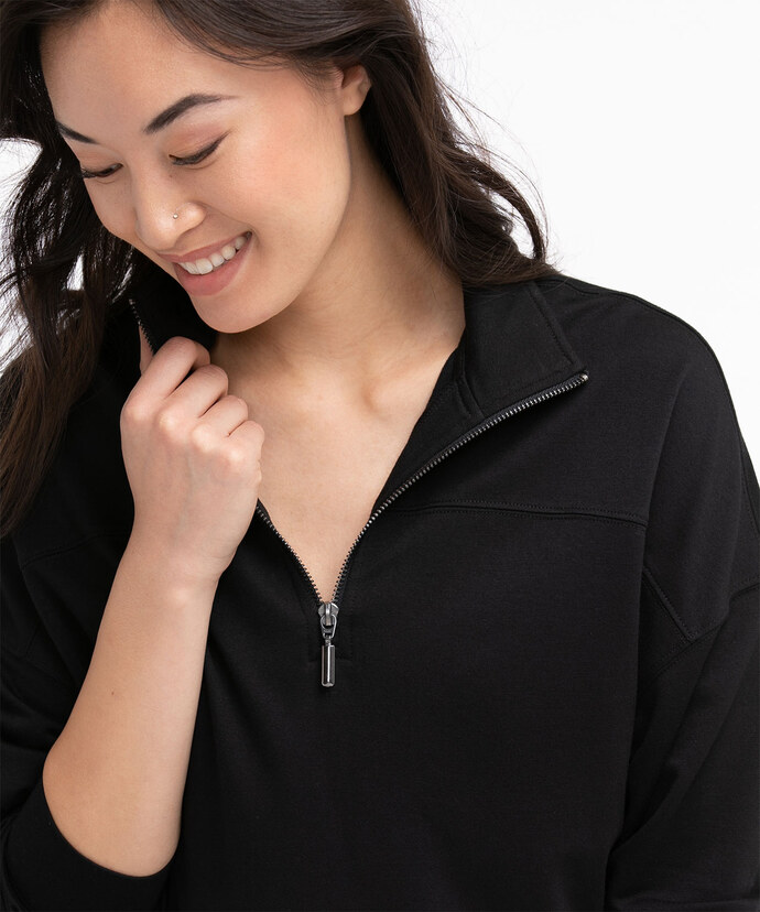 Black Half-Zip French Terry Sweatshirt Image 5