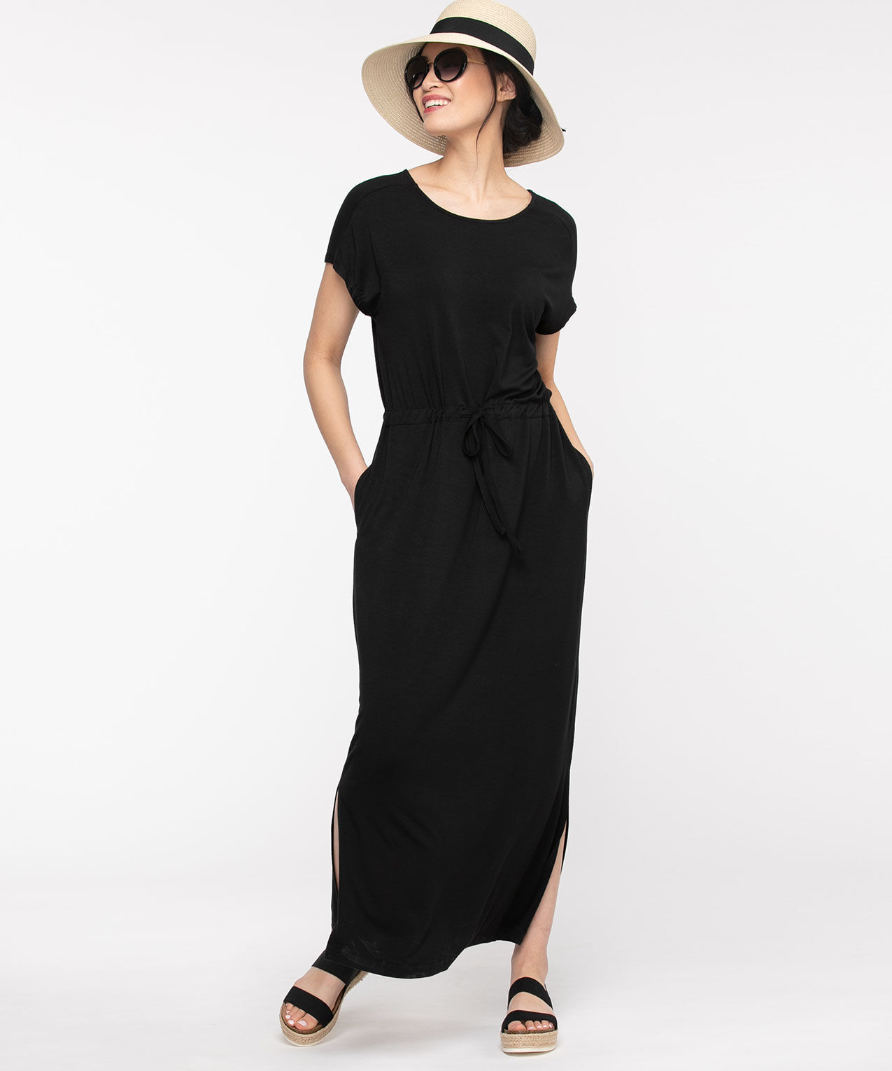Drawstring maxi shop dress