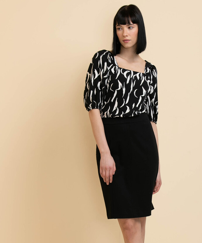 Puff-Sleeve Square Neck Blouse Image 1