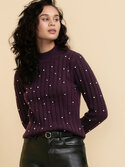 Wool-Blend Mock Neck Pearl Sweater Wool-Blend Mock Neck Pearl Sweater