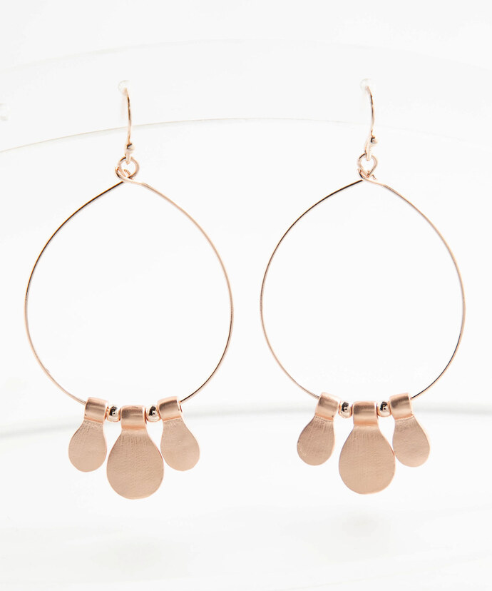 Rose Gold Drop Hoop with Ovals Image 2