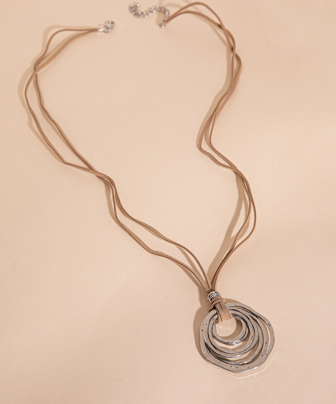 Long Necklace with Metal Pendant Image 2