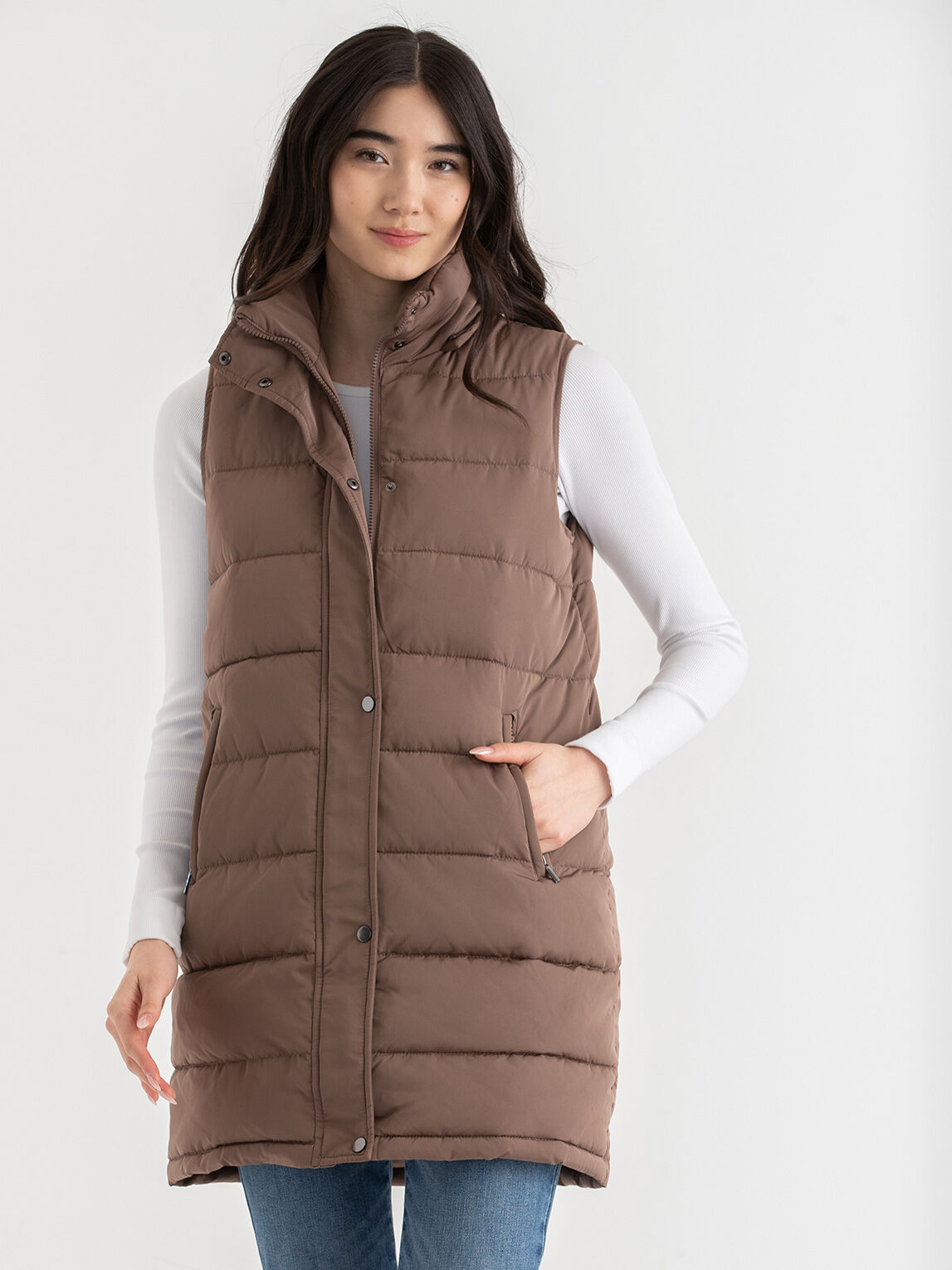 Fur trim puffer sales vest