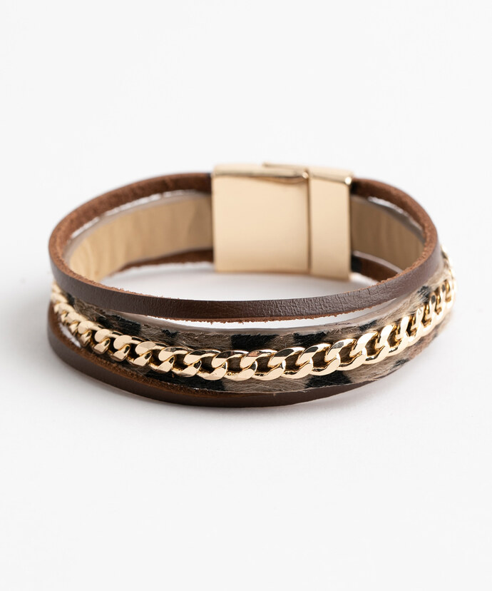 Brown Layered Snap Bracelet Image 1