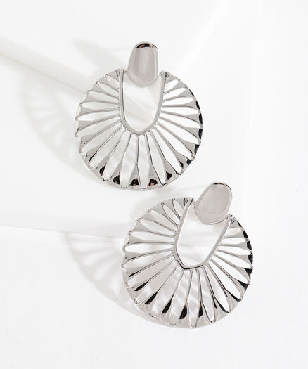 Circular Art Deco Earring, Silver