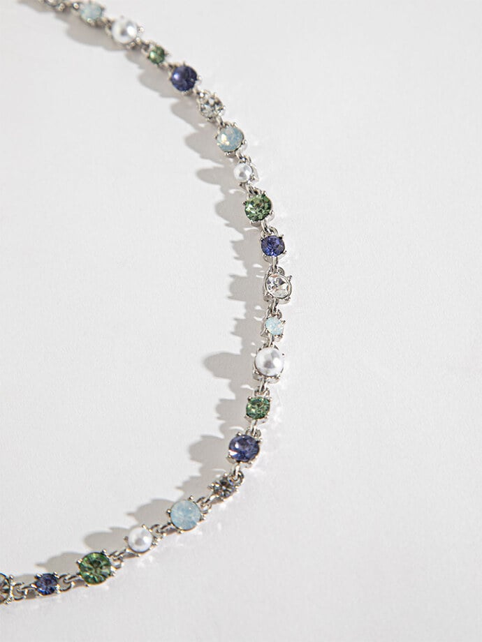 Round Multi-Coloured Gem & Pearl Necklace Image 2